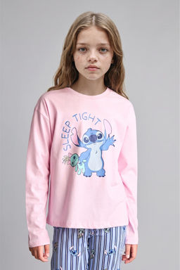 %100 Pamuk L_lo & St_tch Lisansl_ 2li Pijama Tak_m_ K_z _ocuk - Defacto фото 3