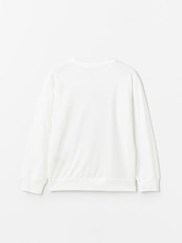 Bisiklet Yaka Wednesday Bask?l? Uzun Kollu K?z ?ocuk Sweatshirt