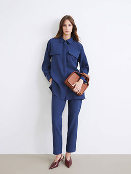 Beli Lastikli Havu? Kesim Dokulu Kad?n Pantolon