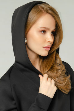 Арт. 1801 Худи женское с капюшоном 42-48 (4 шт) Цвет:черный