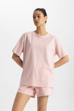 DeFactoFit Oversize Bisiklet Yaka Bask?l? Sporcu Basic K?sa Kollu Tisort  фото 2