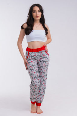 Брюки женские из кулирки на манжете красный