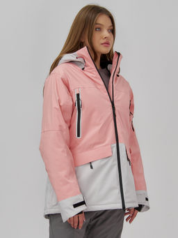Горнолыжная куртка женская зимняя персикового цвета 7077P - Chunmai фото 3
