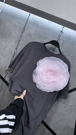 Футболки в стиле Оверсайз с 3D цветком - Ksa фото 6