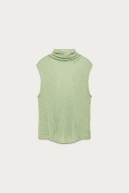 TOP PUNTO HILO METALIZADO MARISA BERENSON X ZARA / Verde agua