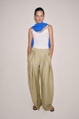 PANTAL?N WIDE LEG PLIEGUES ZW COLLECTION / Verde Oliva - Zara фото 4