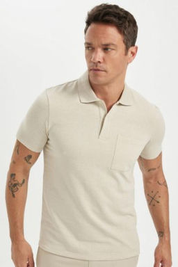 Slim Fit Dar Kesim Basic Duz K?sa Kollu Polo Tisort