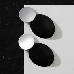 Серьги металл Тренд выпуклые диски, цвет чёрный в матовом серебре