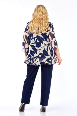 Костюм Элль стиль 2213/8-Р темно-синий+бежевый/темно-синий  фото 9