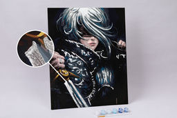 ФРЕЯ PNB/PLPT-176 Набор для раскрашивания по номерам ( с поталью ) 50 х 40 см Серебряный рыцарь  фото 6