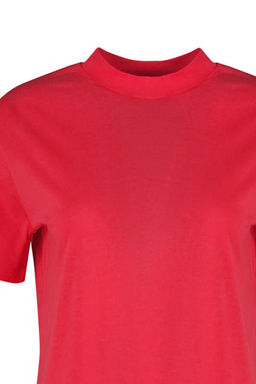 K?rm?z? %100 Pamuk Basic Regular/Normal Kal?p Dik Yaka Orme T-Shirt TWOAW20TS0096