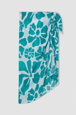 Kad?n Cicek Desenli Uzun Pareo