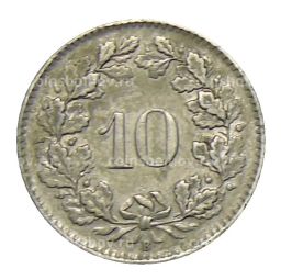 Монета 10 раппенов 1943 года Швейцария