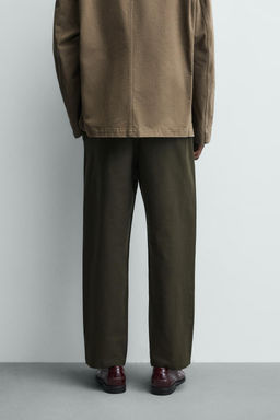 PANTAL?N RELAXED FIT ALGOD?N - LINO / Khaki oscuro - Zara фото 11