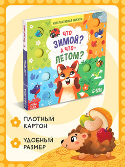 Интерактивная книга "Что зимой? А что - летом?", 10 стр.