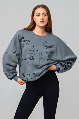 Арт. 15132/1 Свитшот женский оверсайз 46-52 (4 шт) Цвет:темно-серый - Калинка фото 2