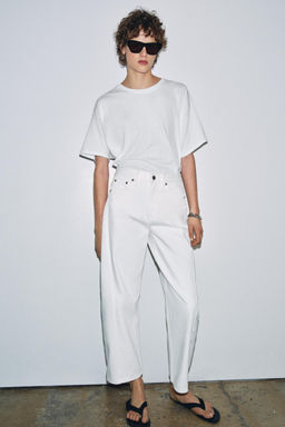 JEANS ZW COLLECTION ANKLE RELAXED TIRO MEDIO / Blanco - Zara фото 10