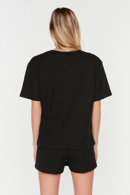 Trendyolmilla Siyah Waffle Kumas Sortlu Orme Pijama Tak?m? THMSS22PT0524  фото 18