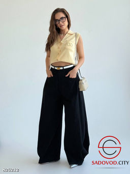 Брюки женские широкие с высокой посадкой