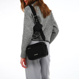 Сумка женская кросс-боди TEXTURA на молнии, 16×7×17 см, чёрная