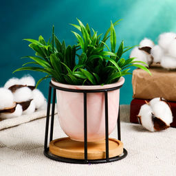 Цена за 2 шт. Горшок для цветов «Сосуд», 250 мл, 12×8.5 см, керамика, с поддоном, с подставкой, розовый