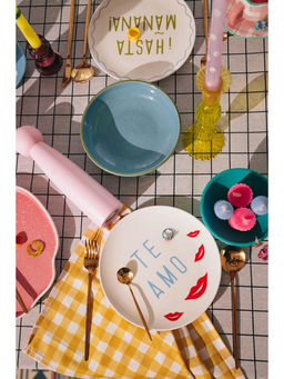 Тарелки SL Home Уроки испанского: Amor - Te amo, d=22 см, набор 2 шт., фарфор, белые, розовые