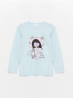 Bisiklet Yaka Bask?l? K?z ?ocuk Pijama ?st