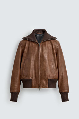 REGULAR FIT LEATHER JACKET - Zara фото 6