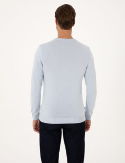 A__k Mavi Slim Fit Bisiklet Yaka Basic Triko Kazak - Pierre cardin фото 5
