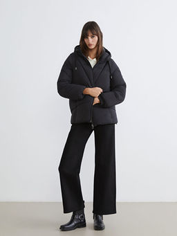 Kap??onlu D?z Oversize Kad?n ?i?me Mont