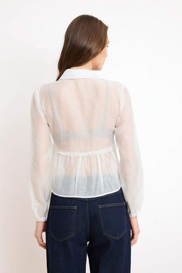 Beyaz Dantel Garnili Ince Gomlek TWOSS26GO00061