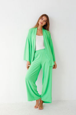 9359 Костюм из кимоно и брюк-палаццо салатовый - Martichelli фото 5