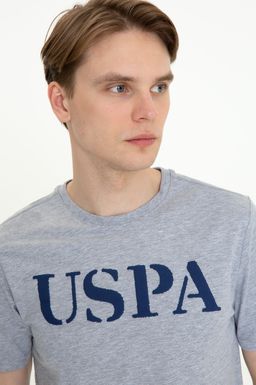 Мужская серая меланжевая футболка с круглым вырезом Basic - U.s. polo assn фото 2