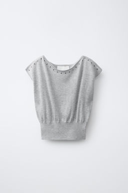 TOP MANGA SISA TACHAS / Gris claro - Zara фото 3
