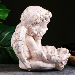 Фигура-подсвечник гипс Ангел с кувшинкой, 23?23?27 см, состаренный - Хорошие сувениры фото 3