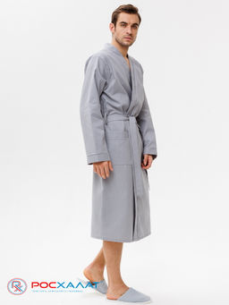 Мужской вафельный халат с планкой серый В-03 (20) - Росхалат фото 10