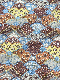 Ситец Восточные сказки цв.коричневый/желтый/голубой, ш.0.8м, хлопок-100%, 90гр/м.кв