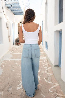 DRAWSTRING LOOSE-FITTING DENIM TROUSERS - Zara фото 13