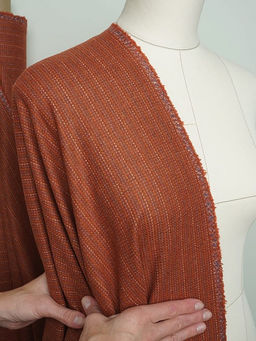 Шерсть пальтово-костюмная Твид Полоска-пунктир цв.кирпичный, ш.1.5м, шерсть-30%, п/э-70% - Купава фото 9