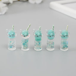 Цена за 5 шт. Подвеска для творчества акрил «Коктейль. Мята-кошка», светится в темноте, 3.4×1.8×1.8 см