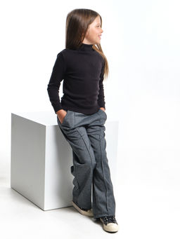 Брюки палаццо в клетку штаны для девочки детская одежда вещи 22-7859 черная клетка - Mini maxi фото 16