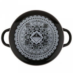 Десерт к чаю Кастрюля эмалированная 3л, д20см, h12,5см, цилиндрическая форма, металлическая крышка, черный (Россия) - Домашняя мода фото 3