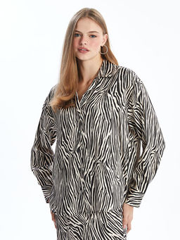 Desenli Oversize Saten Kad?n G?mlek