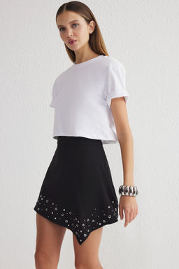 TRENDYOLMILLA Siyah Parlak Tasl? Dokuma K?sa Etek TPRSS25ET00003 фото 2