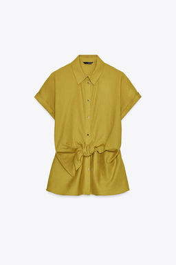 LINEN BLEND KNOT SHIRT - Zara фото 5