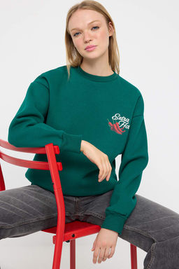 Teen Ekru Kal?n Ici Polarl? Biber Bask?l? Oversize Orme Sweatshirt TWOAW26SW00123 - Trendyolmilla фото 9