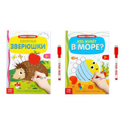 Набор многоразовых книг с маркером Напиши и сотри. Развиваем мелкую моторику, 2 шт. по 12 стр.