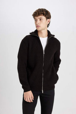 Кардиган стандартного кроя с высоким воротником - Defacto фото 3