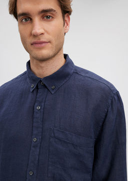 Lacivert Keten Gomlek - Mavi фото 5