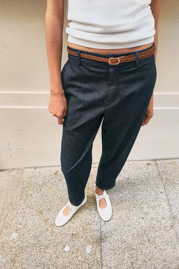 CHINO TROUSERS WITH BRAIDED BELT - Zara фото 3